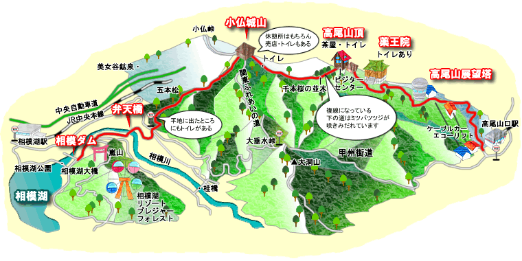 高尾山付近コースマップ